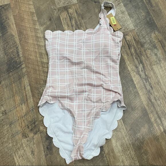 NWT Daniel Cremieux Tattersall Scallop One Shoulder One Piece Swimsuit - Picture 4 of 12